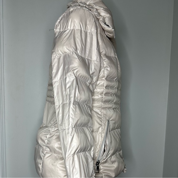 Karl lagerfeld off white zip up puffer, puffed collar adjustable waist size L - Picture 2 of 10